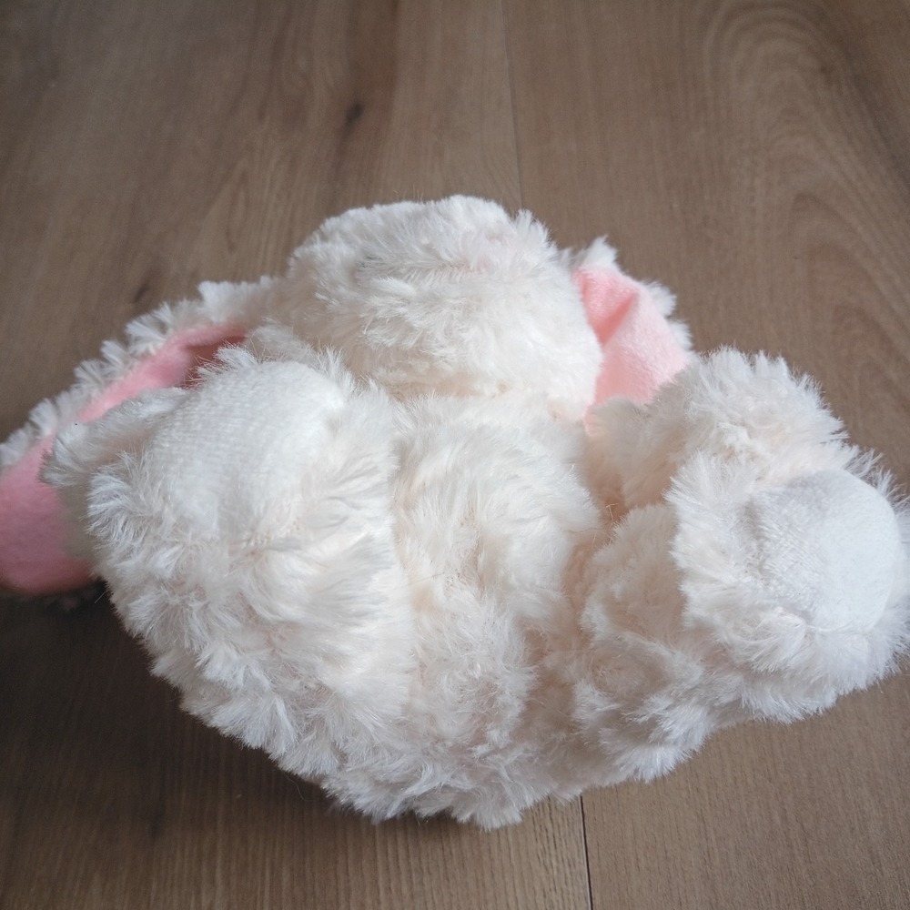 Stuffed Soft Fluffy Spring White Bunny Plushie Great Baby Shower Gift 5" EUC - Picture 3 of 4